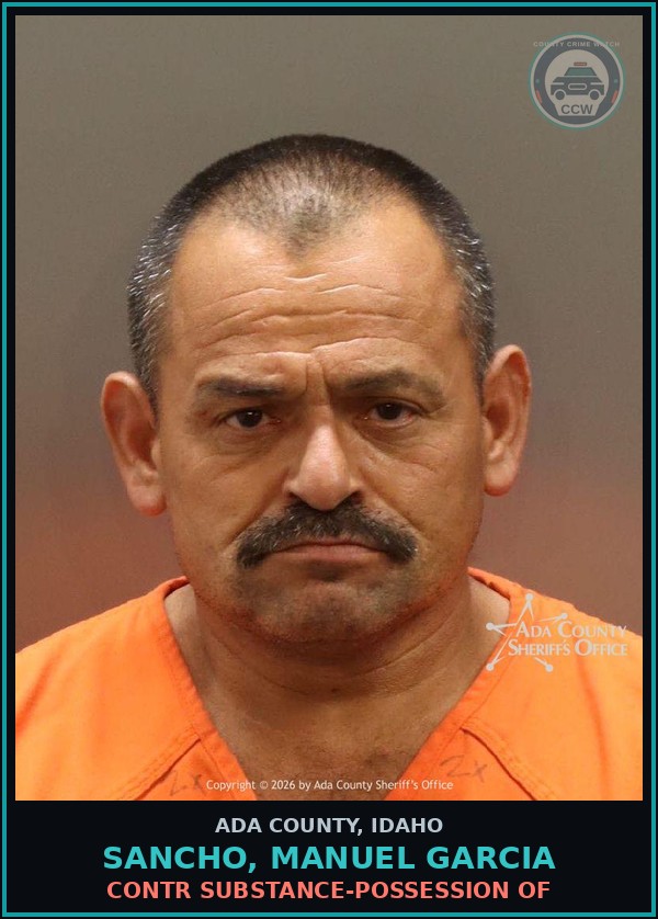 Booking mugshot of Sancho, Manuel Garcia in Ada County
