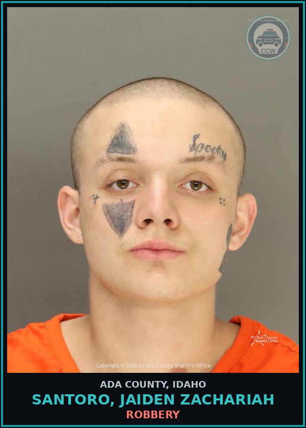Booking mugshot of Santoro, Jaiden Zachariah in Ada County
