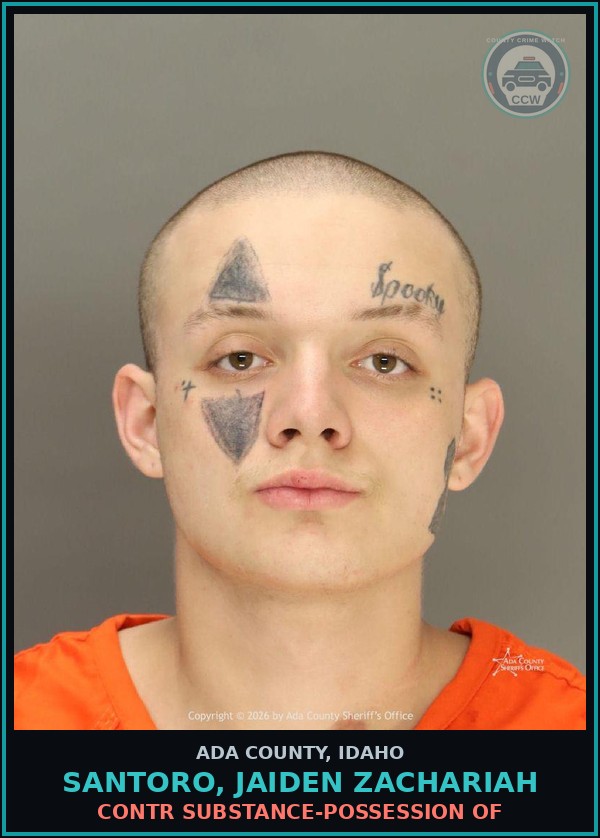 Booking mugshot of Santoro, Jaiden Zachariah in Ada County
