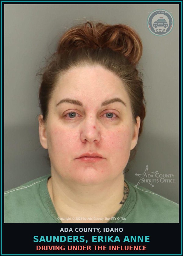 Booking mugshot of Saunders, Erika Anne in Ada County