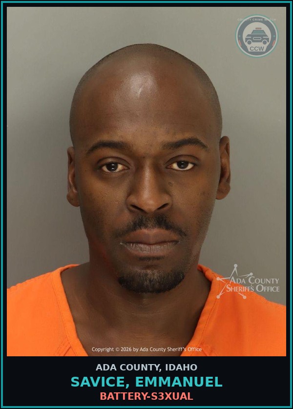 Booking mugshot of Savice, Emmanuel in Ada County