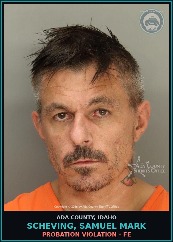 Booking mugshot of Scheving, Samuel Mark in Ada County