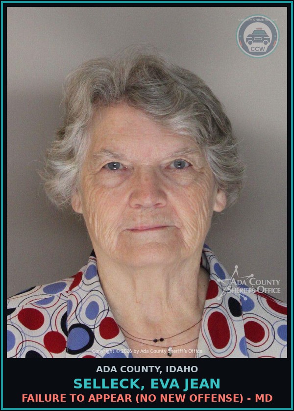 Booking mugshot of Selleck, Eva Jean in Ada County