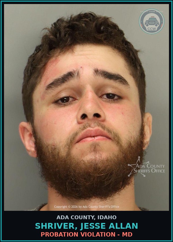 Booking mugshot of Shriver, Jesse Allan in Ada County
