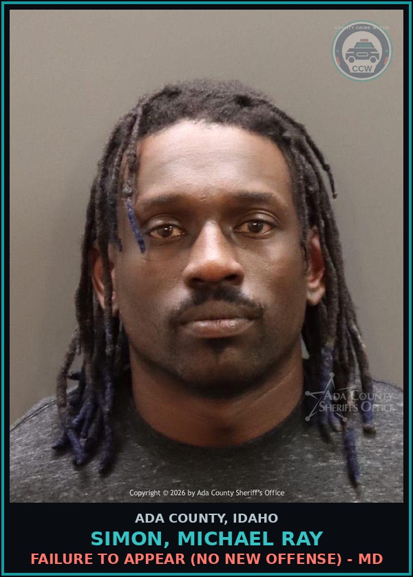 Booking mugshot of Simon, Michael Ray in Ada County