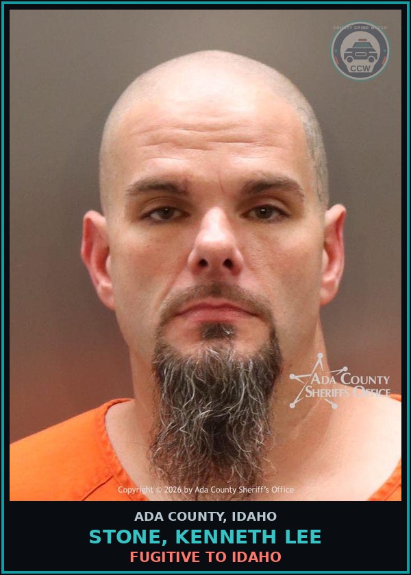 Booking mugshot of Stone, Kenneth Lee in Ada County