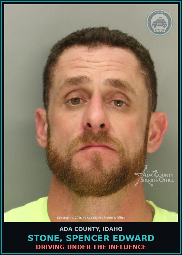 Booking mugshot of Stone, Spencer Edward in Ada County