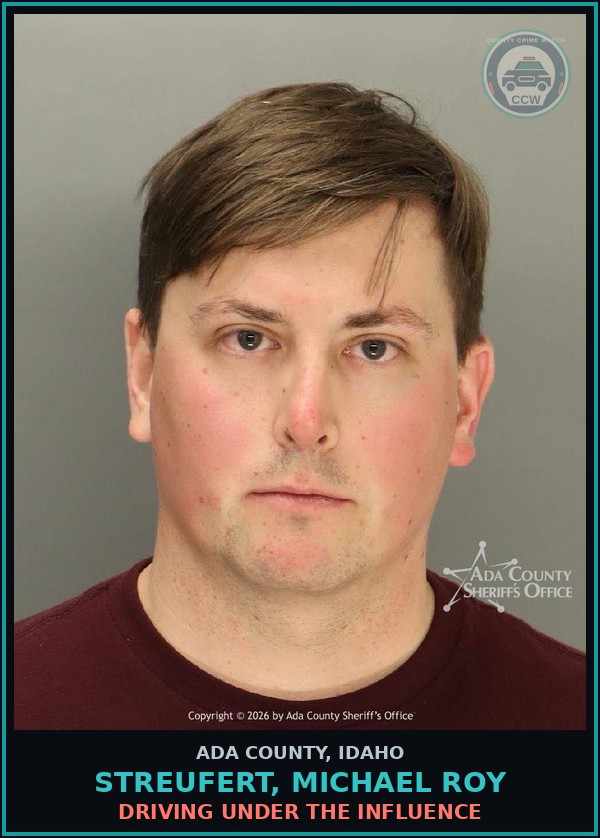 Booking mugshot of Streufert, Michael Roy in Ada County