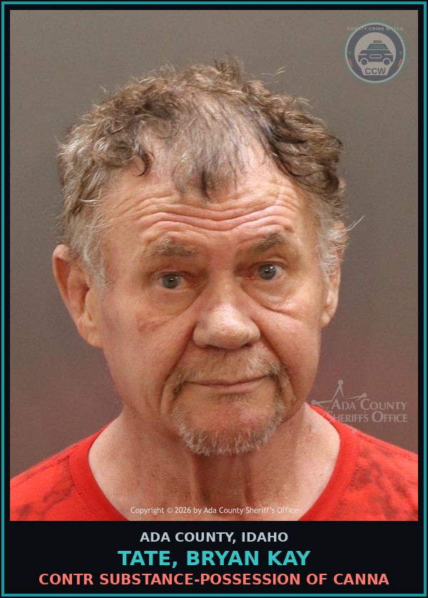 Booking mugshot of Tate, Bryan Kay in Ada County