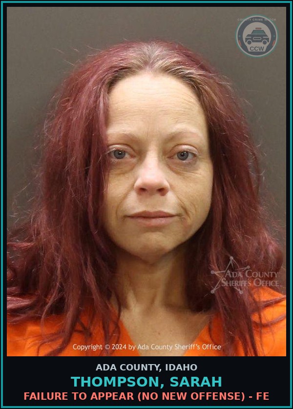 Booking mugshot of Thompson, Sarah in Ada County