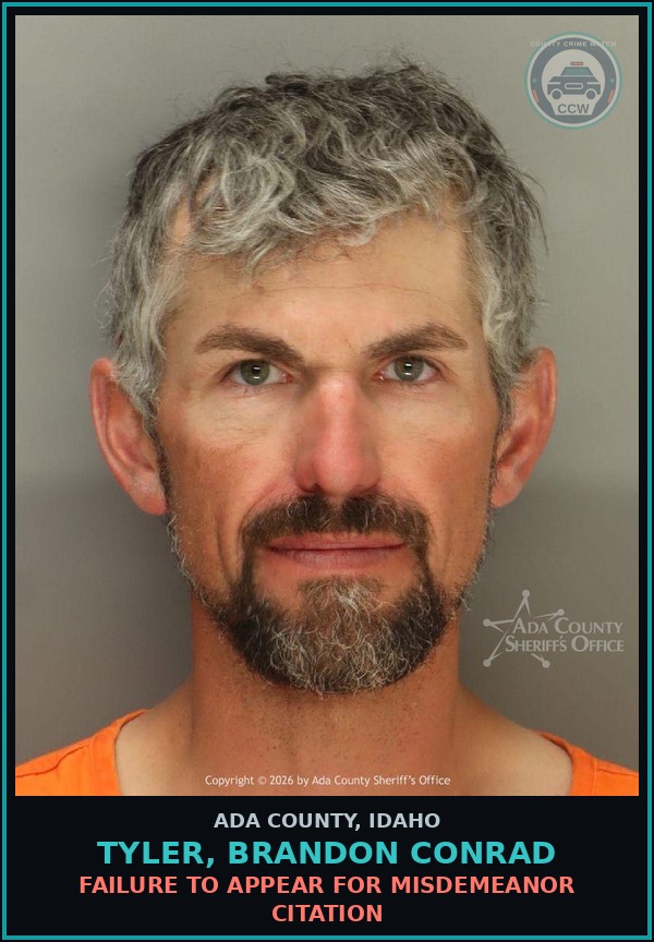 Booking mugshot of Tyler, Brandon Conrad in Ada County