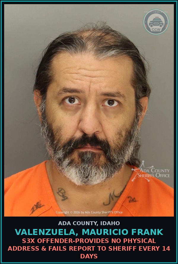 Booking mugshot of Valenzuela, Mauricio Frank in Ada County