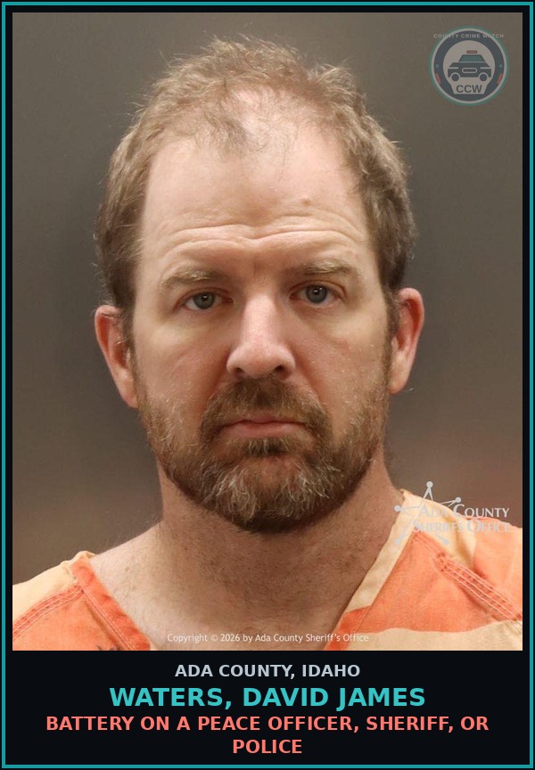 Booking mugshot of Waters, David James in Ada County
