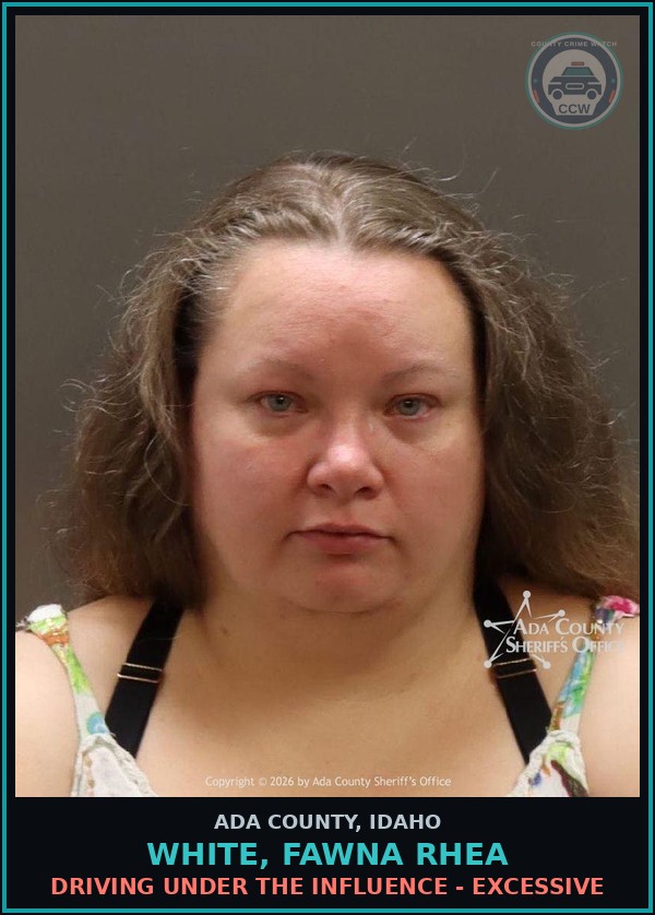 Booking mugshot of White, Fawna Rhea in Ada County