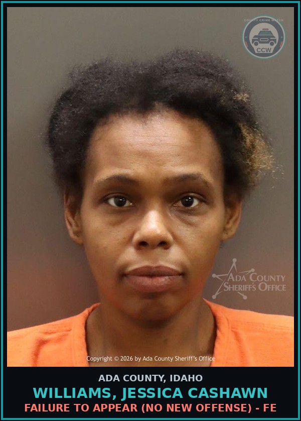 Booking mugshot of Williams, Jessica Cashawn in Ada County