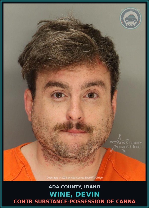 Booking mugshot of Wine, Devin in Ada County