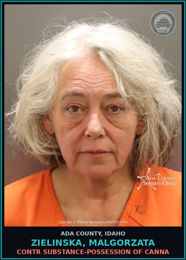 Booking mugshot of Zielinska, Malgorzata in Ada County