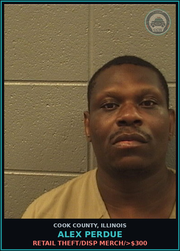 Booking mugshot of Alex Perdue in Cook County