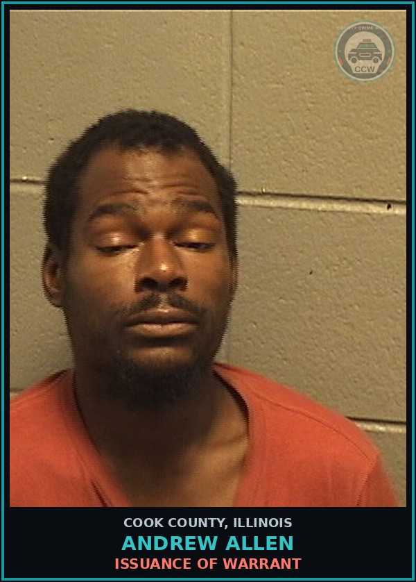 Booking mugshot of Andrew Allen in Cook County