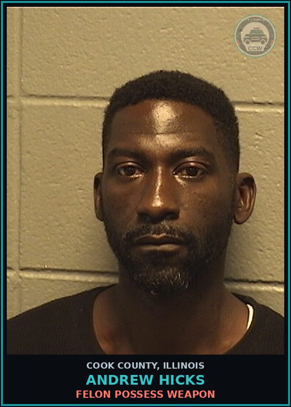 Booking mugshot of Andrew Hicks in Cook County