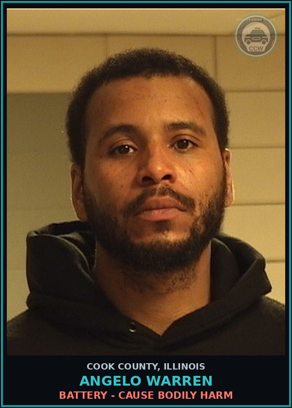 Booking mugshot of Angelo Warren in Cook County