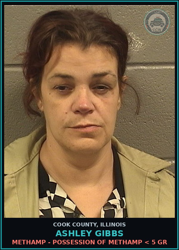 Booking mugshot of Ashley Gibbs in Cook County