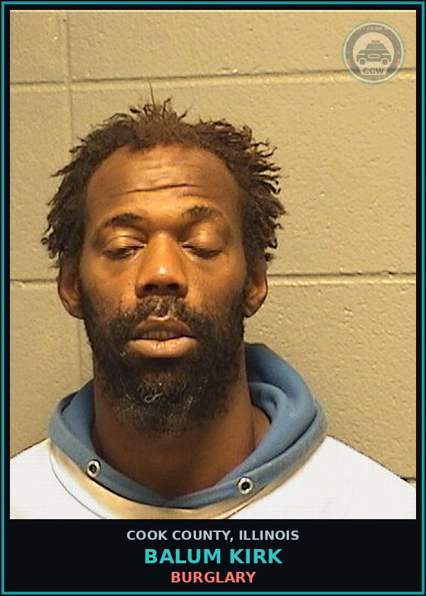 Booking mugshot of Balum Kirk in Cook County