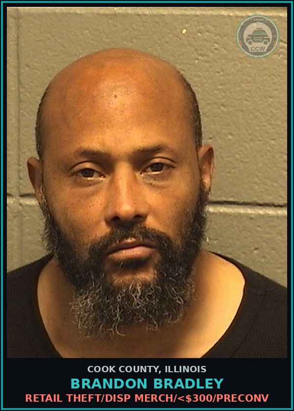 Booking mugshot of Brandon Bradley in Cook County