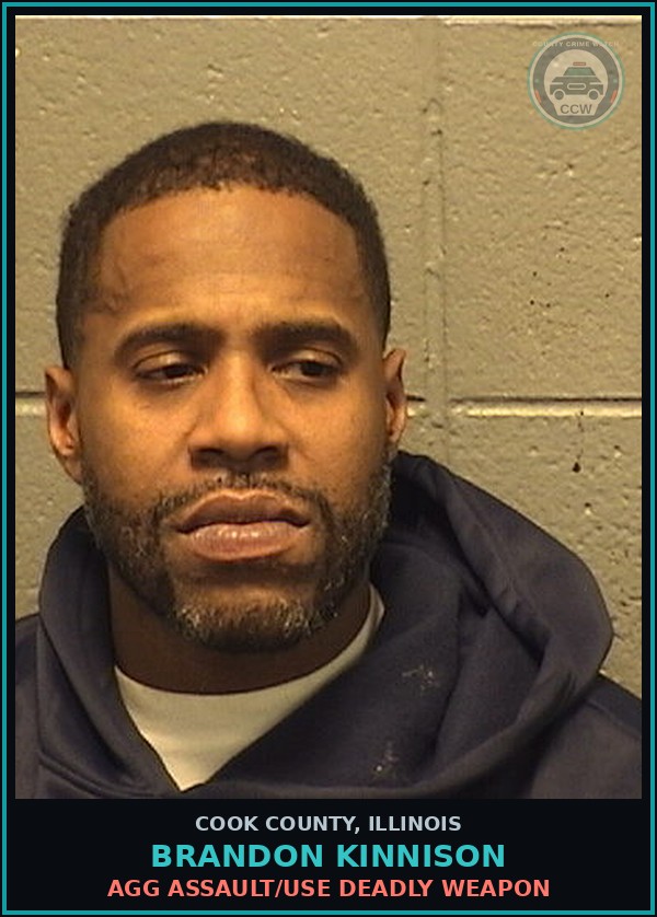 Booking mugshot of Brandon Kinnison in Cook County