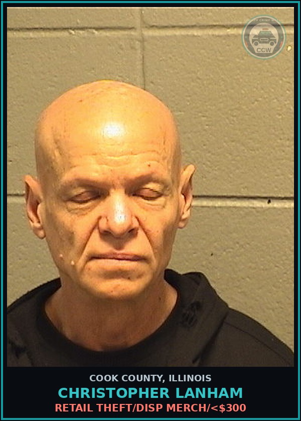 Booking mugshot of Christopher Lanham in Cook County