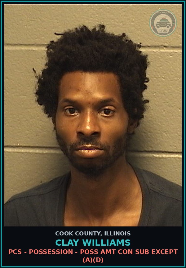 Booking mugshot of Clay Williams in Cook County
