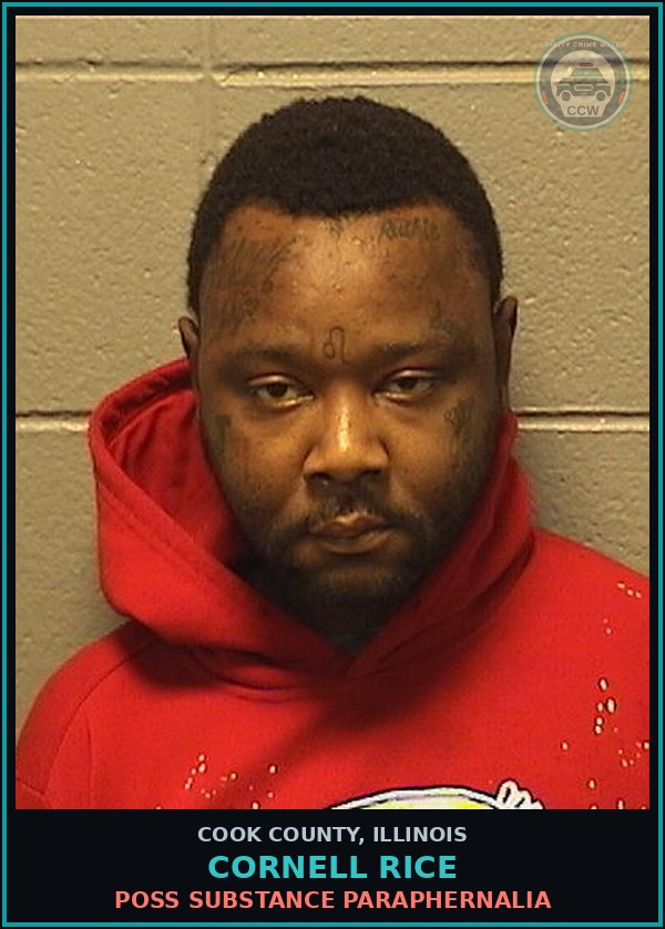 Booking mugshot of Cornell Rice in Cook County