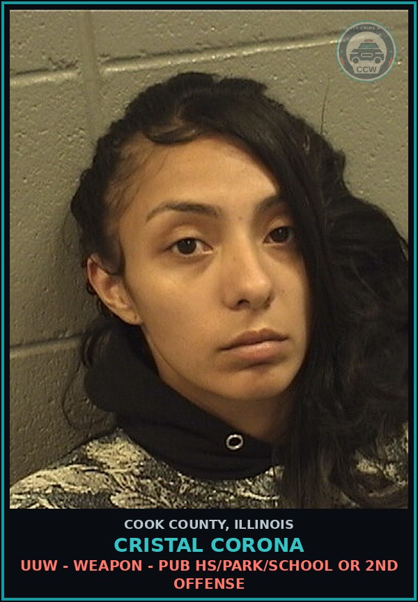 Booking mugshot of Cristal Corona in Cook County