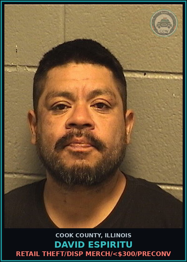Booking mugshot of David Espiritu in Cook County
