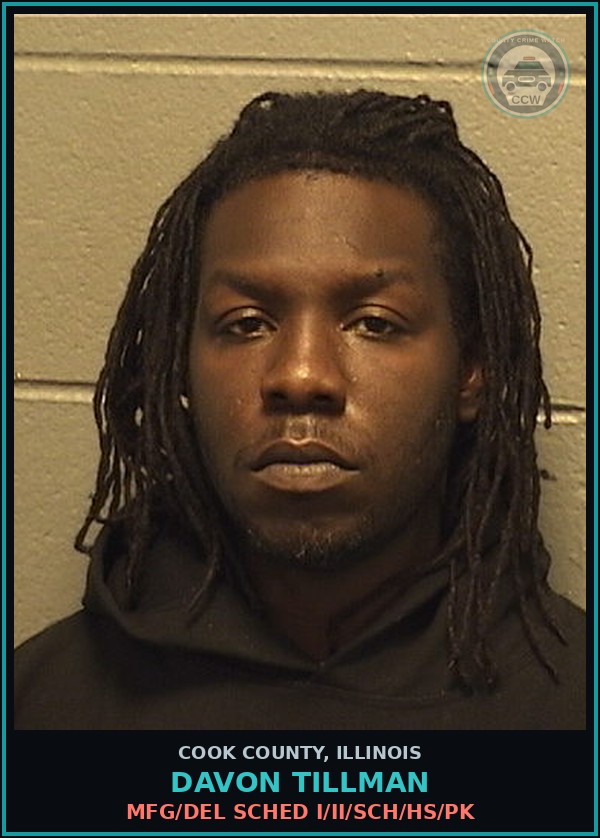 Booking mugshot of Davon Tillman in Cook County