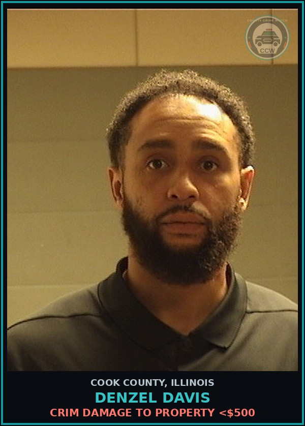 Booking mugshot of Denzel Davis in Cook County