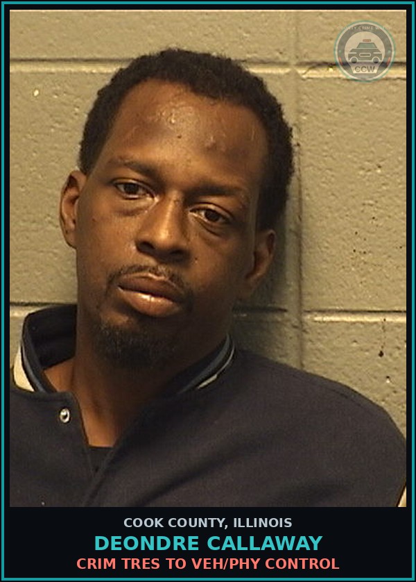 Booking mugshot of Deondre Callaway in Cook County
