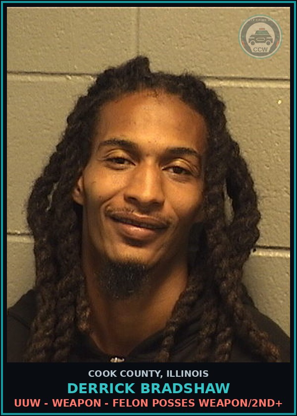 Booking mugshot of Derrick Bradshaw in Cook County