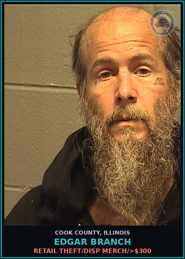 Booking mugshot of EDGAR BRANCH in Cook County