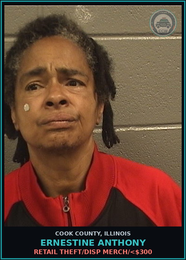 Booking mugshot of Ernestine Anthony in Cook County