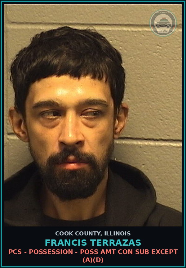 Booking mugshot of Francis Terrazas in Cook County