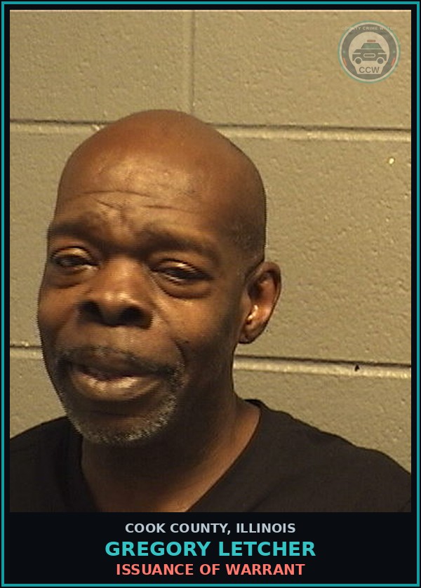 Booking mugshot of Gregory Letcher in Cook County