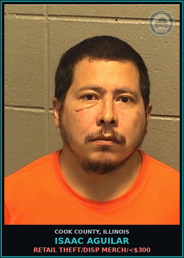 Booking mugshot of Isaac Aguilar in Cook County