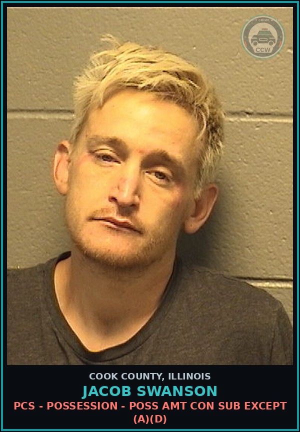 Booking mugshot of Jacob Swanson in Cook County