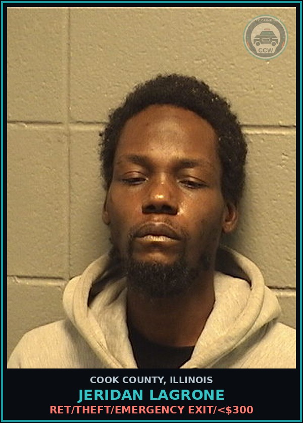 Booking mugshot of Jeridan Lagrone in Cook County
