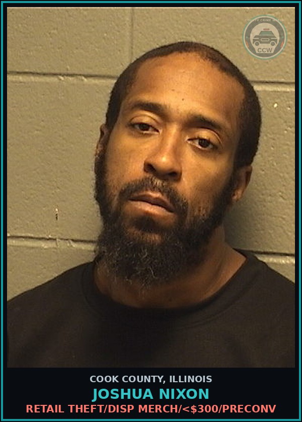 Booking mugshot of Joshua Nixon in Cook County
