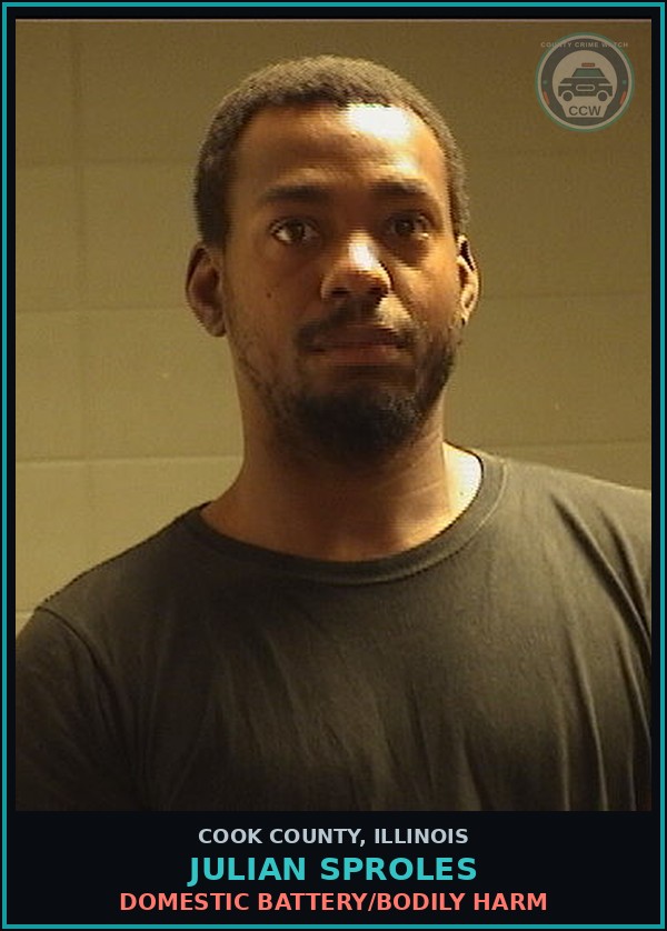 Booking mugshot of Julian Sproles in Cook County