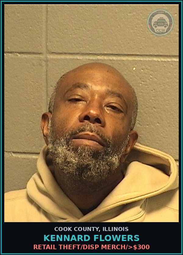 Booking mugshot of Kennard Flowers in Cook County