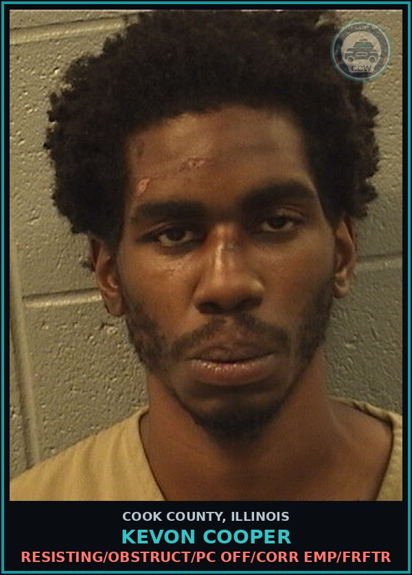 Booking mugshot of Kevon Cooper in Cook County