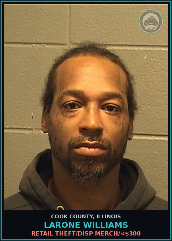 Booking mugshot of Larone Williams in Cook County